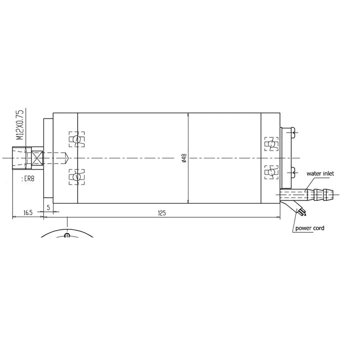 GDZ48-300 水冷スピンドルの設計図