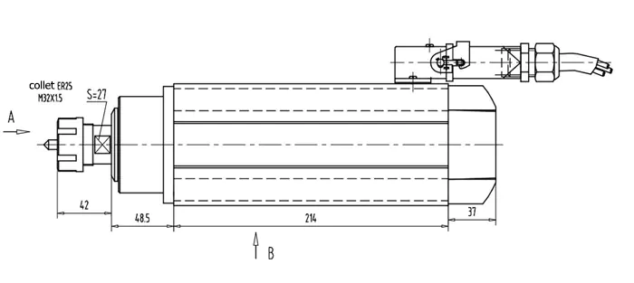 3,5 kW ER25 GDZ93*82-3,5 luftgekühlte Spindelzeichnung