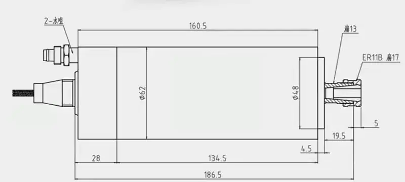 800w ER11 GDZ-26-1 수냉 스핀들 적용