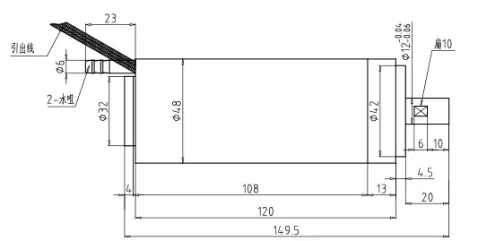 Dessin de broche refroidie par eau 300w ER8 GDZ-12