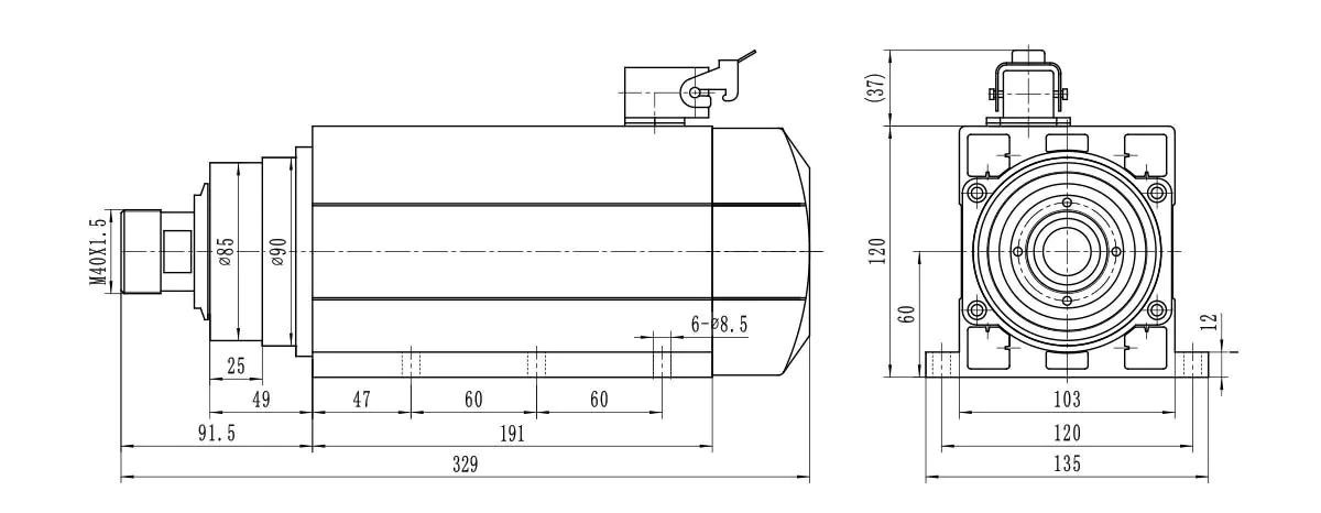 4,5 kW 120XF103RD18Z4.5 Zeichnung