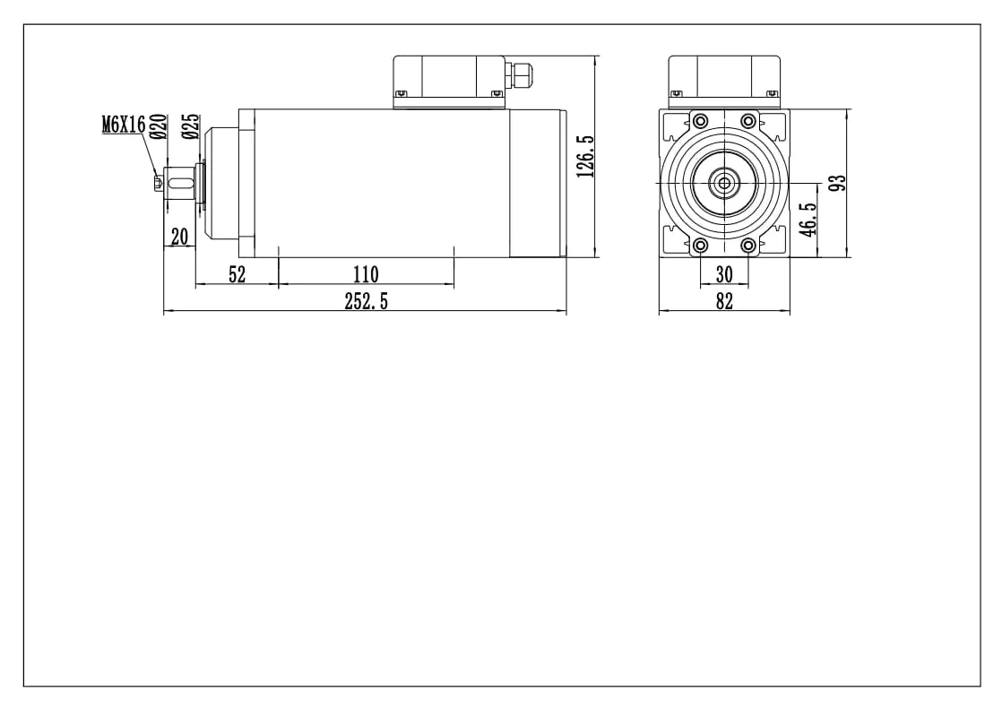 MF46-1112FA 1.1kw 12000rpm Rough Trimming Spindle Motor For Edge Bander drawing