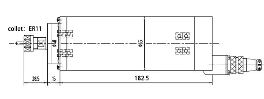 Dibujo de imagen del husillo de refrigeración por aire ER11 GDZ65F-800 de 800 W