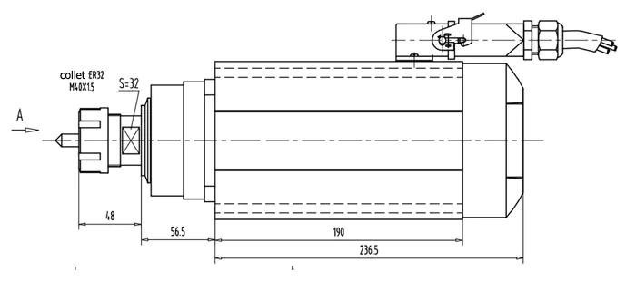 Dessin de broche à refroidissement par air 4,5 kW ER32 GDZ120*103-4,5