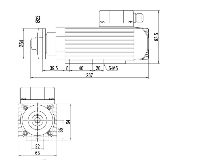 MJ35B-550 0,55 kW 12000 giri/min Motore mandrino di rifilatura per bordatrice disegno