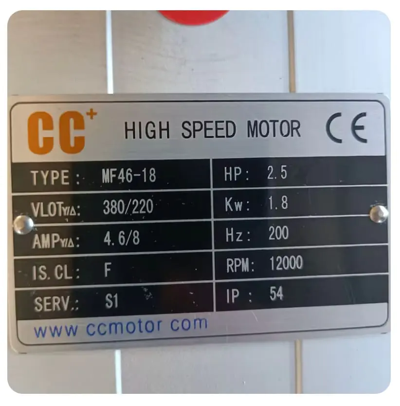 MF46-18 1.8kw 12000rpm Antaŭ-muelada Spindle Motoro Por Edge Bander detalo