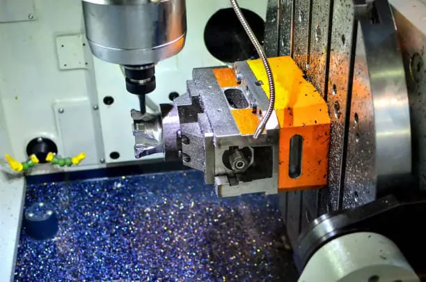 CNC spindle motor is processing the steel