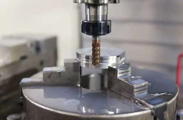 CNC spindle is processing the metal